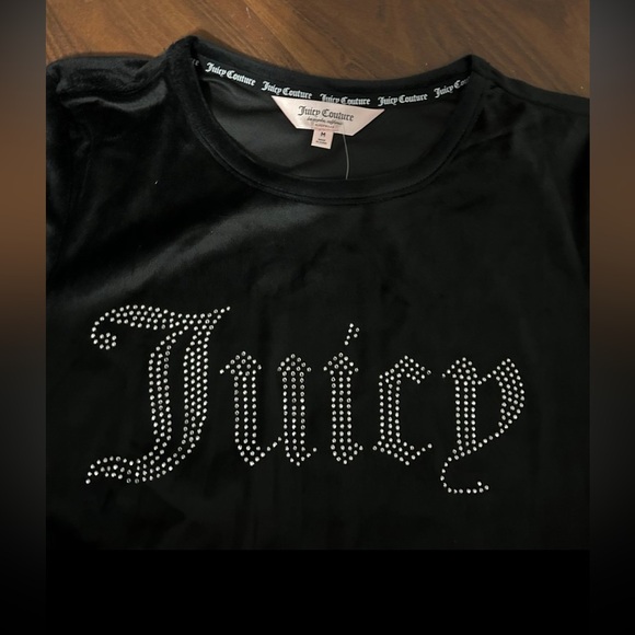 Black short sleeve juicy couture velvet shirt - Picture 2 of 3